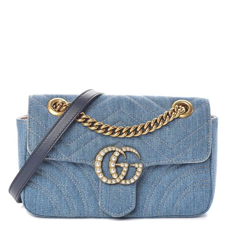 blue gold gucci bag|gucci blue denim bag.